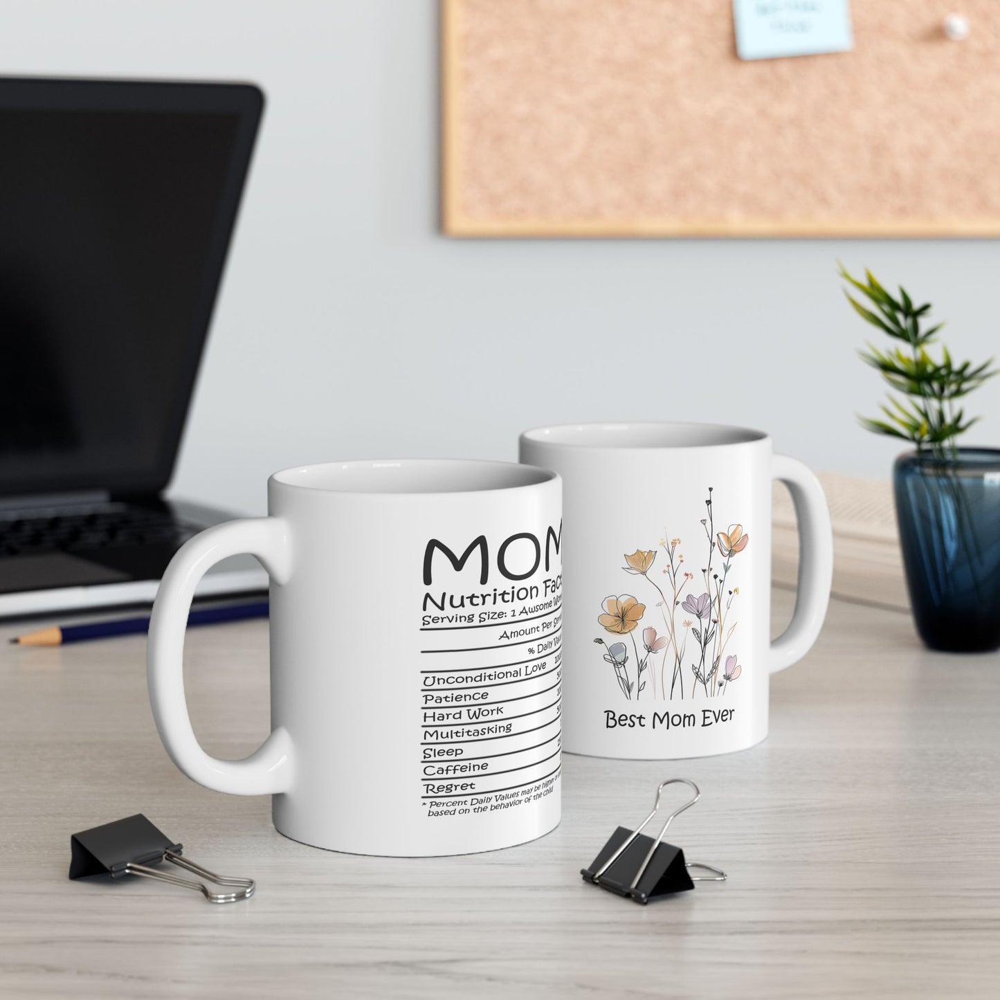 Best Mom Coffee Mug - Ceramic Mug with Nutritional Facts Design (11oz, 15oz)