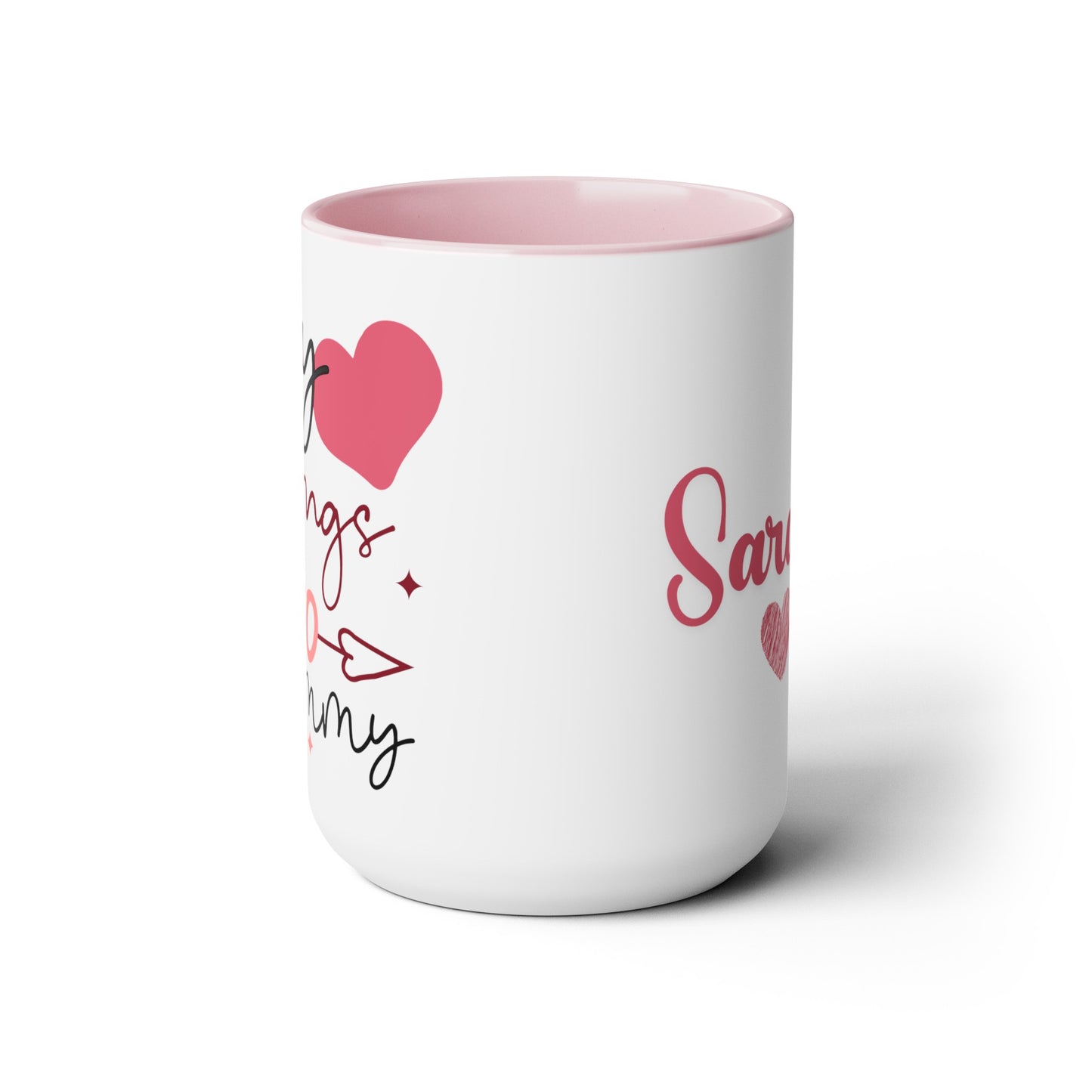 My heart belongs to mommy [personalized name]Two-Tone Coffee Mugs, 15oz