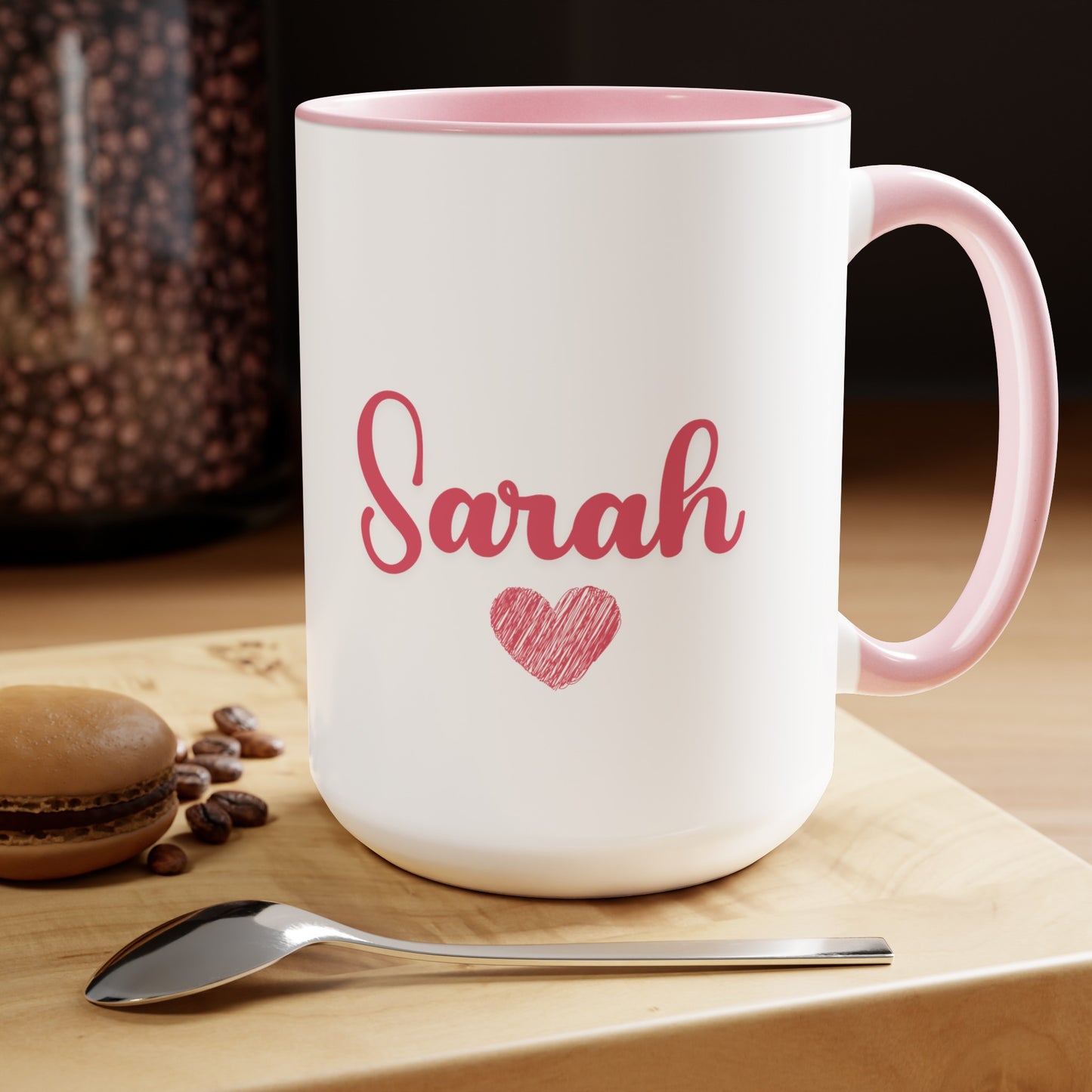 My heart belongs to mommy [personalized name]Two-Tone Coffee Mugs, 15oz