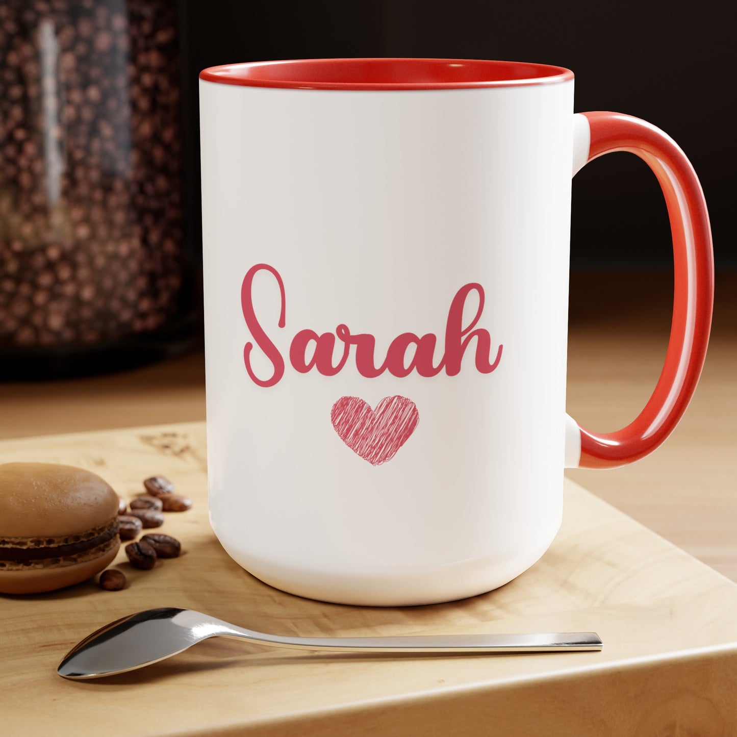 My heart belongs to mommy [personalized name]Two-Tone Coffee Mugs, 15oz