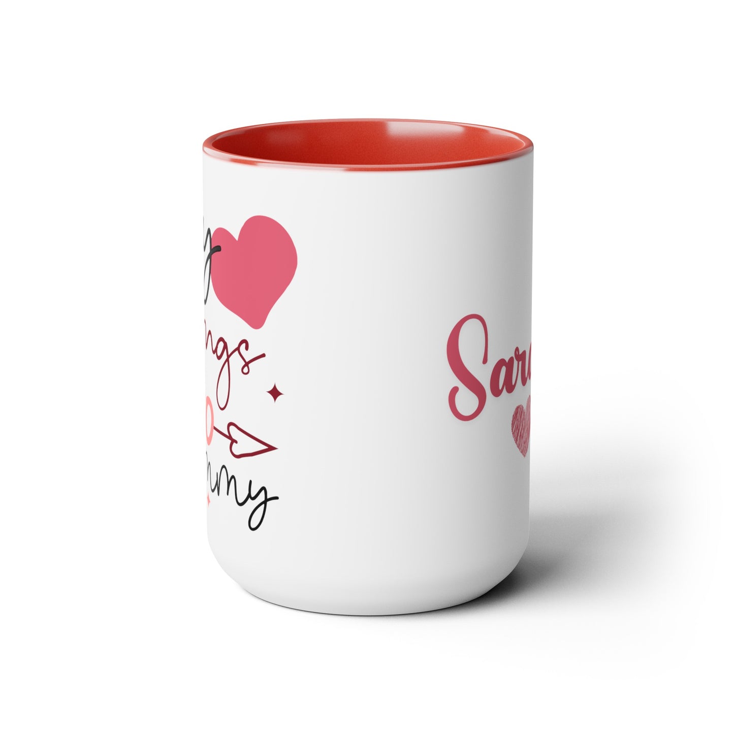 My heart belongs to mommy [personalized name]Two-Tone Coffee Mugs, 15oz